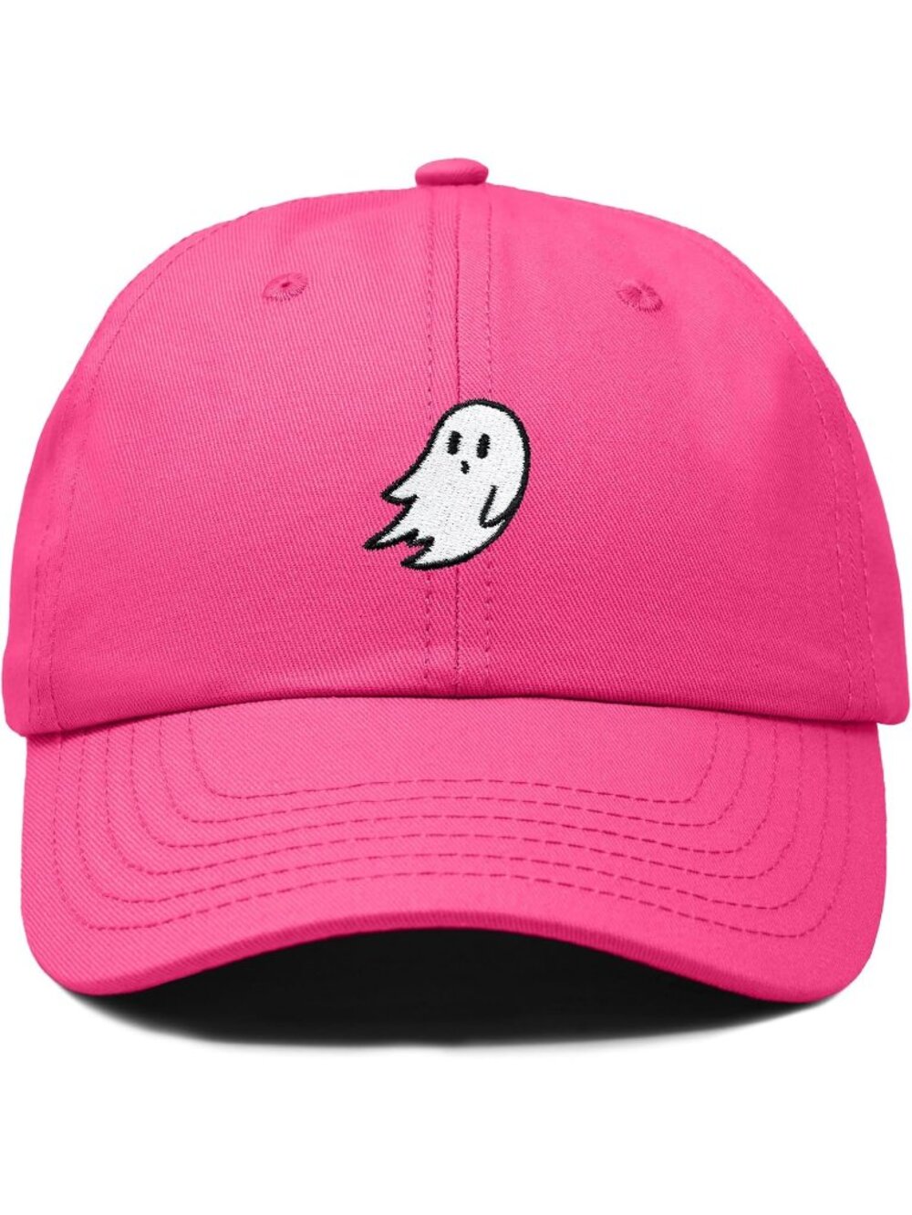 Unisex Pink Ghost Floating Embroidered Cotton Dad Hat Adjustable Baseball Cap